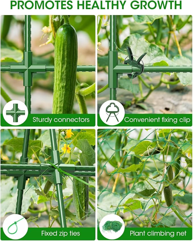 MYMULIKE 2 Pack Cucumber Trellis, Garden Trellis for Climbing Plants Outdoor, A-Frame Cucumber Trellis for Raised Bed, Plant Grow Support for Tomato, Squash, Vegetable, Flower(33"x47"x2Pcs)