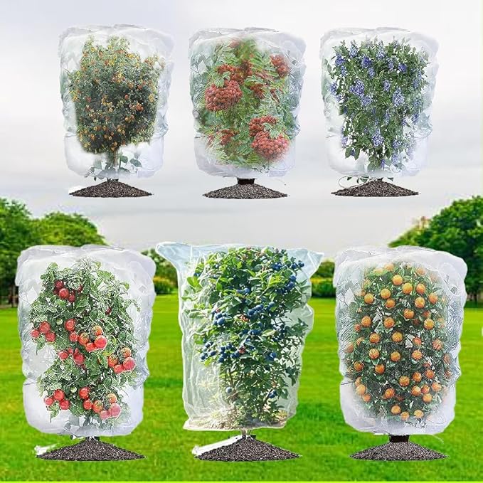 Fruit Tree Netting - Easy Install Plant Protection Cover, Reusable Garden Mesh Bag for Blueberry Bushes/Tomato - Block Birds/Insect/Squirrels (6, 6x7.2 FT)