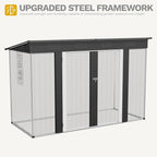 DWVO 9x4ft Metal Outdoor Storage Shed with Window, Lockable Tool Storage Sheds, Oversized Steel Garden Sheds with Sloped Roof for Backyard, Patio, Garage, Lawn, Dark Gray