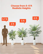 VEVOR Artificial Areca Palms 4 ft, 2 Pack Fake Palm Tropical Plants with White Tall Planter, Faux Floor Silk Plant in Pot, Large Tree for Home Office Living Room Decor House Warming, Indoor Outdoor
