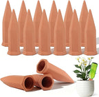 Tcamp 15 Pack Terracotta Watering Spikes, Plant Watering Devices Wine Bottle Automatic Plant Self Watering Spikes for Vacations, Self-Watering Stakes for Indoor Outdoor Plants