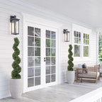 THE BLOOM TIMES 4ft Spiral Topiary Trees Artificial Outdoor Set of 2, 48" Faux Boxwood Plants Outside - All-Year Green Fake Twisted Tree for Garden Front Porch Planter Decor 4 Foot