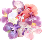 12PCS Fake Orchid Fabric Flower Heads 3.5in Artificial Orchids Flowers Heads for DIY Crafts Home Wedding Party Photography Props Decoration