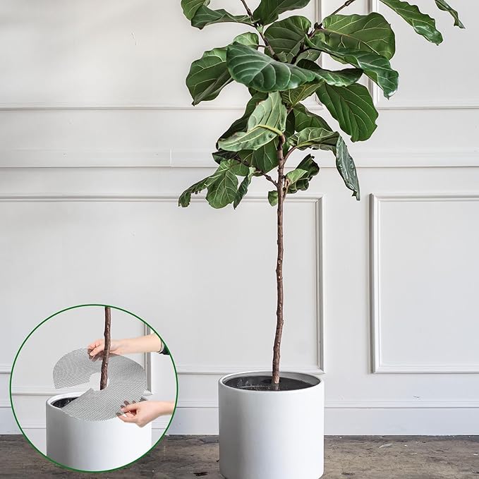 4 Pcs Plant Pot Grids, 11.8 Inch Cuttable Plant Pot Soil Covers Protectors Indoor Outdoor Plants Pots Soil Guard for Garden Plants Protector Ring for Landscaping
