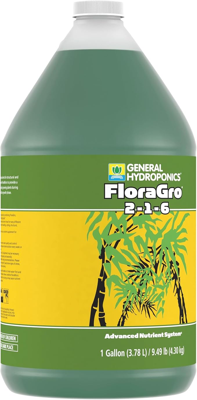General Hydroponics FloraGro 2-1-6 Plant Food, Part of FloraSeries Advanced Nutrient System for Plants, 1 Gallon