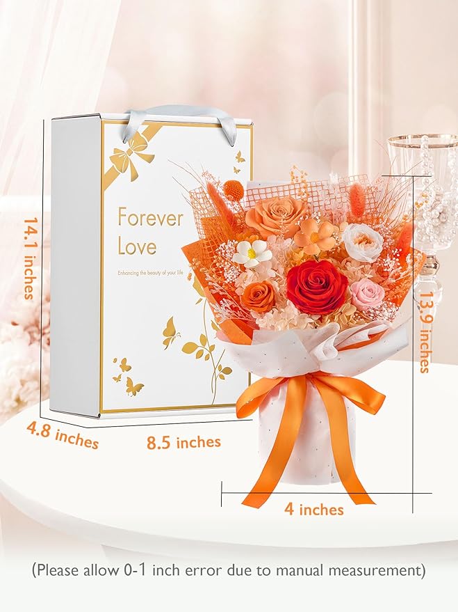 Eterfield Flowers for Delivery Prime, Mother's Day Forever Flowers Bouquet, Preserved Orange Roses Birthday Gifts for Her Women Wife Mom Grandma Anniversary Valentines Day Christmas