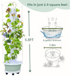 Hydroponic Growing System Kit, Vertical Hydroponic Tower with Trellis, Indoor & Outdoor Herb Garden, Vegetable Tower with 40 Planting Pods, Automatic Timer, Ideal for Gardeners & Beginners