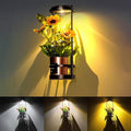 Solar Floor Lamps with Plant Stand, 3 Color Temperatures Solar Lights Outdoor Patio Decor, Solar Wall Sconce Shelf Planter Outdoor Waterproof, Solar Outdoor Lights for Yard Porch Patio Decor (Black)