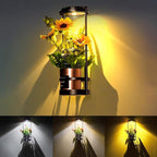 Solar Floor Lamps with Plant Stand, 3 Color Temperatures Solar Lights Outdoor Patio Decor, Solar Wall Sconce Shelf Planter Outdoor Waterproof, Solar Outdoor Lights for Yard Porch Patio Decor (Black)