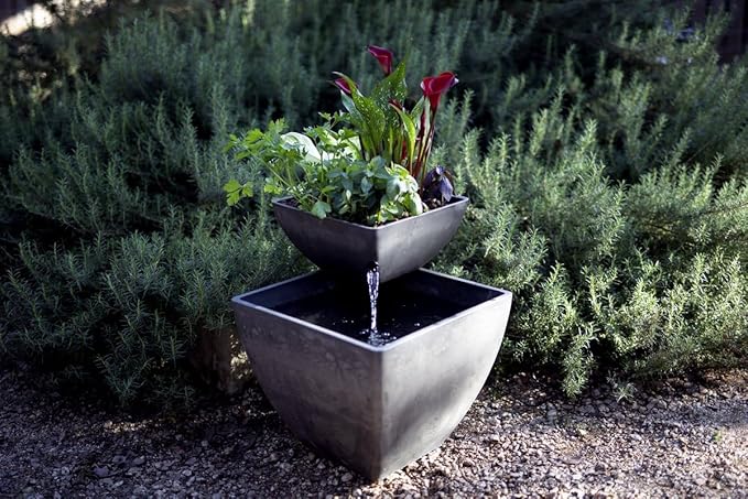 AquaSprouts Fountain: Hydroponic, Aquaponic, Water Garden Kit, Charcoal, 8 Gallons