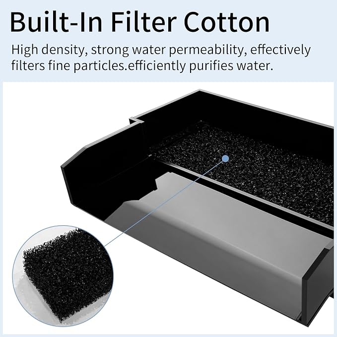 Pool Fountain,Acrylic Waterfall Spillway Pond Fountain,Includes Waterfall Box,Filter Media,Pipe Connector,12 Inches Black Pool Water Feature for Garden Patio,Backyard Koi Pond Decor