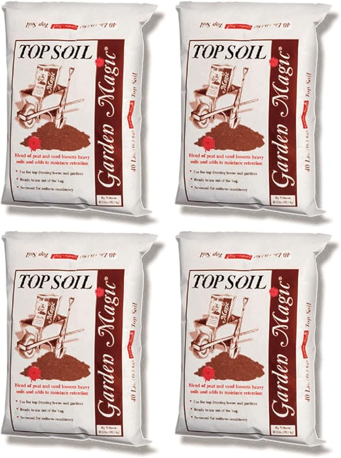 Michigan Peat 4 Pack Garden Magic Indoor and Outdoor Organic Planting Potting Topsoil Mix Blend with Moisture Retention, 40-Pound Bag