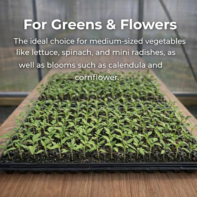 Gardzen 10 Pack 128 Cell Seed Starter Trays, 1.5" Deep Plug Tray for Seedlings, Durable Seedling Trays with Drainage Holes, Fit Standard 1020 Drip Tray