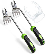 Hand Weeder Puller Tool, Heavy-Duty Stainless Steel Root Removal Tool with Ergonomic Non-Slip Handle, Manual Dandelion Remover for Garden Lawn Yard, Handheld Weeding Tool for Deep Roots, 2 Pack
