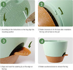 UOUZ 12 inch Large Self Watering Pots, Plastic Planters with 60oZ Removable Deep Reservoir and Multi Mesh Drainage Holes for Indoor Outdoor Garden Plants and Flowers, Green with Brown