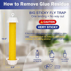 Sticky Fly Traps Indoors & Outdoor 6pk, Fly Stick Catcher Strips for Gnats, House Flying Insect, Super Sticky Hanging Fly Trap Paper Tape Indoor Outdoor