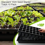 RooTrimmer 10 Pack 1020 Seed Starter Trays and 10 Pcs 40 Cell Plug Trays, Thick Durable Seedling Plastic Nursery Tray for TD542 1020 Tray Germination (10 Sets)