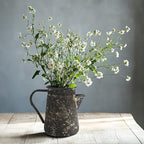 Vintage Pitcher Vase Rustic Farmhouse Vase for Flowers Vintage Metal Milk Jug Small Decorative Pitcher Shabby Chic Decor for Home, Kitchen, Bathroom, Brown