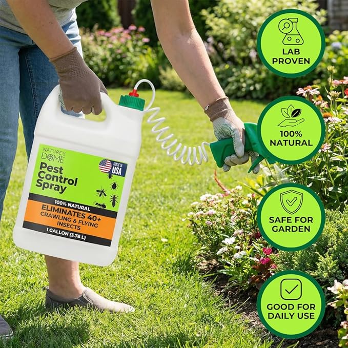 Nature’s Dome Pest Control Spray 1 Gallon | Natural Ant Killer & Bug Spray for Indoor & Outdoor Use | Eco-Friendly Bug Spray for Flea, Ticks, Ant & Mosquitos | Safe for Pets and Kids
