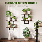 Bamworld Floating Shelves for Wall Planters for Indoor Plants Hanging Shelves Plant Holder Wall Decor Plant Stand Indoor for Plant Hangers Indoor for Living Room Bedroom Bathroom 2-Pack Brown