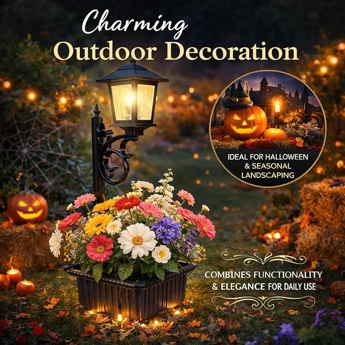 2-in-1 Solar Post Light with Planter for Real Or Fake Flowers, 2026 New Solar Lamp Post - Wall Mount Or Freestanding, 3000K Solar Lamps Outdoor Waterproof, for Lawn, Patio, Front/Back Door