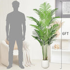 Artificial Palm Tree 6FT, Fake Tree Tall Fake Plant with White Planter, Artificial Tree Faux Floor Plant Artificial Plant Indoor for Home Office Living Room Decor