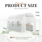 KING BIRD Premium 10x6.6x6.6FT Greenhouse for Outdoors, Large Walk-in Heavy Duty Galvanized Steel Frame, Mesh Door Screen Window Upgraded Zipper Tunnel Hoop for Garden Plant Winter, White
