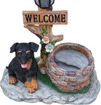 Animal Outdoor Statue Planter Solar Light Welcome Garden Sculpture Resin Flower Pot Decorative Porch Patio Yard Lawn Entryway Figurine with LED Lamp Rustic Plant Holder Ornament Courtyard (D)