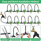 120Ft 1/4" Drip Irrigation System for Garden – 26 Adjustable Copper Nozzles, Automatic Atomizing Sprinkler System for Outdoor Plants Raised Bed, Yard, Potted Plants & Lawn