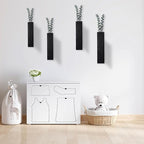 Wall Planters for Indoor Plants, Set of 4 Black Modern Farmhouse Wood Wall Decor for Indoor Plants, Hanging Planter for Living Room, Bathroom Wall Decor, Dried Flowers and Faux Greenery