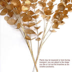 PASYOU Artificial Plants for Christmas Decor, Fake Gold Eucalyptus Plastic Grass Shrubs Leaves Indoor Outdoor Home Garden Party Hotel Wedding Event Faux DIY Decoration - 30 Inch Golden 2 Pack