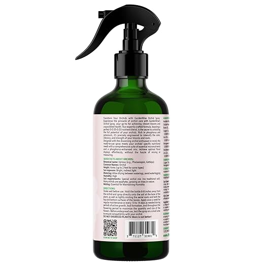 GardenWise Orchid Food Bloom Booster Fertilizer - Bloom Orchids Fertilizer – Phosphorus and Potassium Formula 0-0.05-0.03 - Ready-to-Use Spray with Chelated Micronutrients (16 OZ)