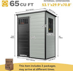 DWVO Outdoor Storage Shed 5x3FT with Fence-Style and Side Windows, Floor & Lockable Doors, Plastic Storage Shed, Storage Shed for Backyard and Garden