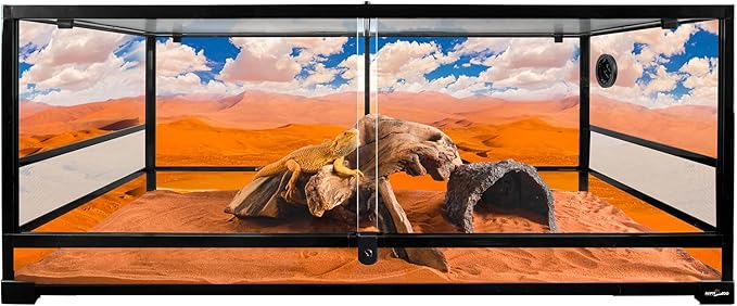 REPTI ZOO Reptile Tempered Glass Extra-Long Terrarium Habitats 48" x 18" x 18" Reptile Amphibians Large Enclosure for Snake/Bearded Dragon/Lizard ect.