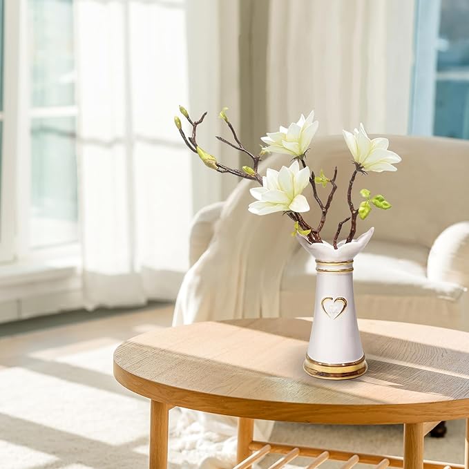 LoveLin,Artificial Flowers with Ceramic Vases,Faux Flower Arrangement,Affordable Luxury Artwork,Housewarming New Year Xmas Gift,Home Decor