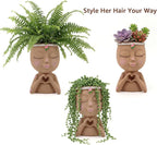 Face Planter Pot with Heart Hands, Resin Head Planter for Indoor Plants, Cute Succulent Pots with Drainage Hole, Gardening Gifts for Women Mom Teacher, 7.3" Home Decor (Brown)