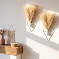 Canlierr 2 Pieces Boho Wall Decor Hanging Planters with Artificial Plants Metal Hanging Vase Indoor Plants Holder Modern Wall Art for Bathroom Bedroom Living Room Decor, Silver, Pampas Grass