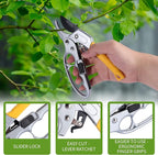 Premium Germany Pruning Shears, Work 3 Times Easier, Pruners Heady Duty, Sharp Garden Clippers Cut Fresh Flower, Hedge, Herb, Indoor Plants, Gardening Tools Scissors, Arthritis Weak Hand Snips