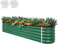 YITAHOME 8x2x1.5ft Large Raised Garden Bed Kit, 17" Tall 9 in 1 Galvanized Metal Planter Box with Gloves & Safety Rubber, Outdoor Above Ground Planters for Plants Vegetables Flowers, Green