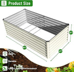 SnugNiture Galvanized Raised Garden Bed 8x4x2FT Outdoor Large Metal Planter Box Steel Kit for Planting Vegetables, Flowers, Beige White