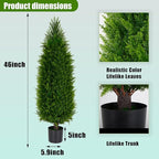 4FT Artificial Cedar Pine Tree UV Resistant Faux Evergreen Tree for Indoor Outdoor Front Porch Entryway Patio Decor Maintenance-Free Fake Greenery