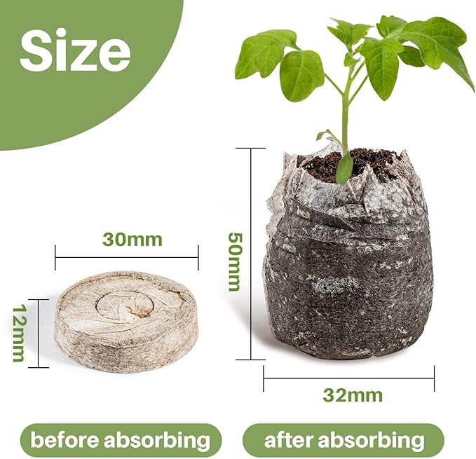 MAQIHAN 100PCS Peat Pellets for Seedlings - 30MM Seed Starter Pellets Peat Pods for Starting Seeds Garden Soil for Planting Transplanting Growing Garden Flower