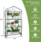 Mini Greenhouse for Indoor Outdoor, Small Plants Green House with 3 Tier Shelves, Portable Plastic Greenhouses with Transparent PVC Cover for Garden Backyard Patio Balcony Porch