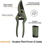 Fiskars Sculptor Plant Pruner, Precision Bypass Shears for Indoor Gardening & Bonsai, Low-Friction Steel Blades for Clean Cuts on Stems, Ergonomic Handle with Easy Lock, 1/2 Inch Capacity