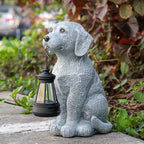 Solar Dog Garden Statues with Solar Lantern，Dog Figurines for Yard Patio Lawn Balcony Ornaments - Birthday Housewarming Garden Gifts for Mothers Day, Grandma