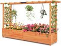 MAT EXPERT Raised Garden Bed with Trellis & Hanging Roof, Lattice Panel with Drainage Hole for Flower, Climbing Plant, Herb, Planter Box for Garden, Patio, Yard (1, 77" x 17" x 45" (L x W x H))