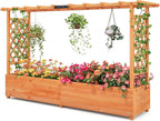 MAT EXPERT Raised Garden Bed with Trellis & Hanging Roof, Lattice Panel with Drainage Hole for Flower, Climbing Plant, Herb, Planter Box for Garden, Patio, Yard (1, 77" x 17" x 45" (L x W x H))