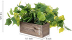 MyGift Vibrant Lifelike Artificial Plant Grape Leafy Vine Greenery in Rustic Brown Solid Wood Rectangular Planter Box