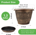 Fodetyff 10 Inch Flower Pots Planters for Indoor Outdoor Plants, 3 Pack Plastic Large Plant Pots with Drainage Hole & Tray, Modern Decorative Garden Pot with Saucer, Plant Container for House