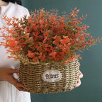 RECUTMS 8 Bundles Artificial Fall Flowers No Fade Faux Autumn Plants, Fake Indoor Outdoor Greenery Decorations for Thanksgiving Christmas Wedding Party Home Garden Fireplace Décor(Fall Eucalyptus)